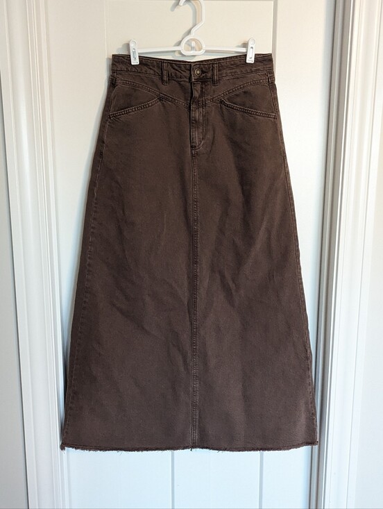Free People Dresses & Skirts - We The Free - Free People Come As You Are Denim Maxi Skirt- Chocolate Brown sz 6